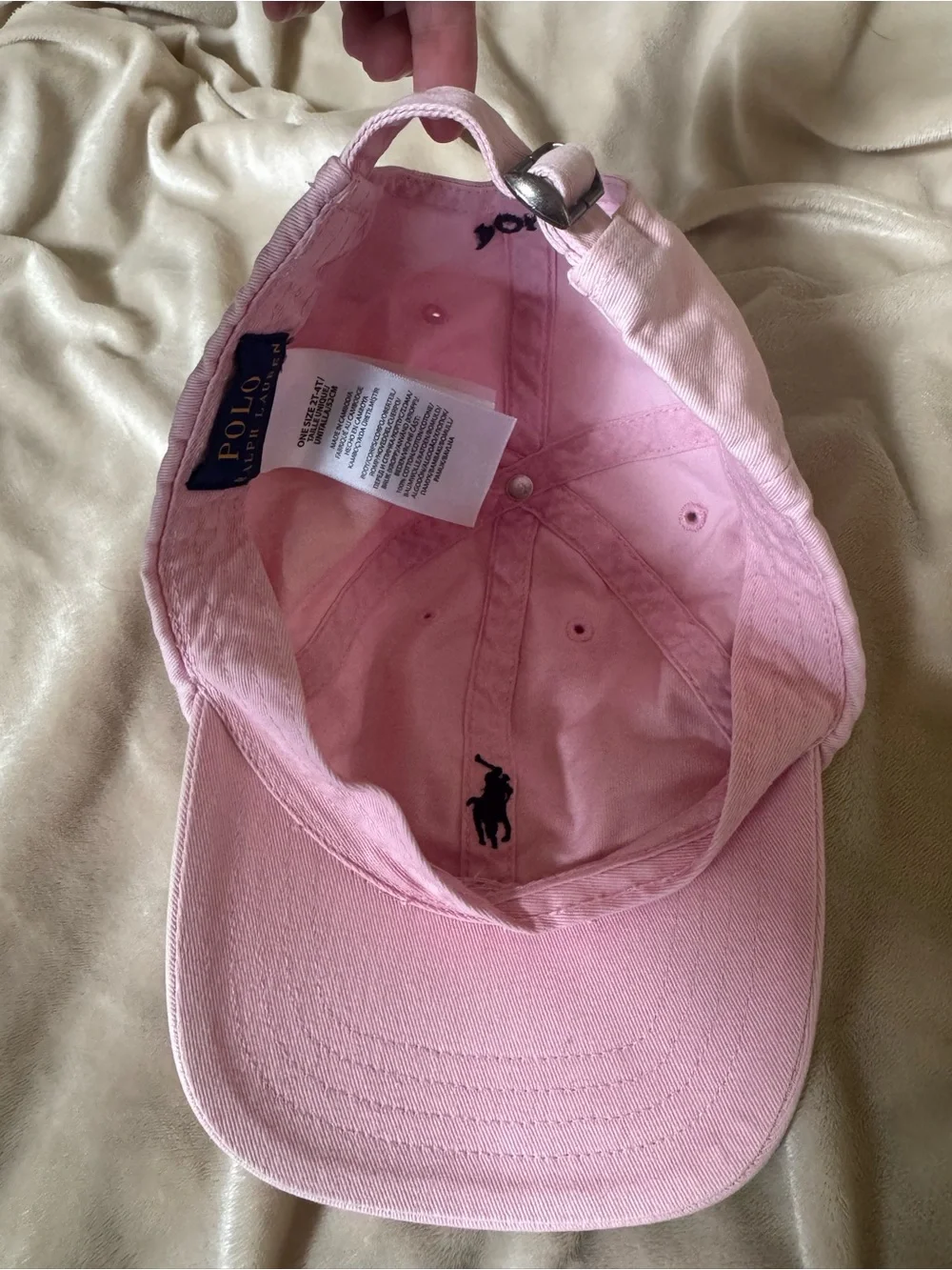 Polo by Ralph Lauren Light Pink baby Kids Baseball Cap with Navy Logo